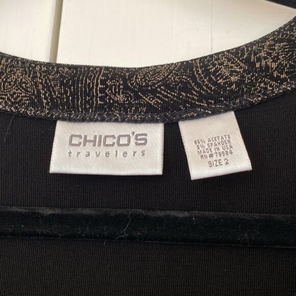 Chico’s Size 2 Travelers Tie Cardigan Embellished Black Metallic‎ Chicos Large - Picture 4 of 9